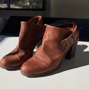 Lucky Brand Brown Leather Women's Heeled Mules